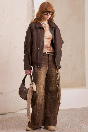 Leopard Split Wide Leg Pants