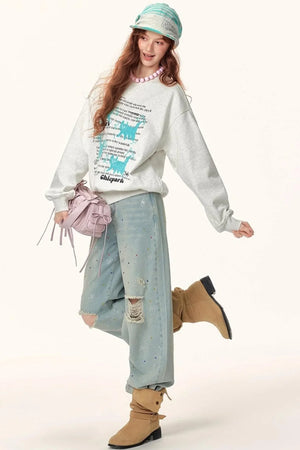Letter Print Jacquard Sweater