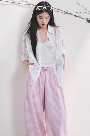 Light Berry Striped Pants