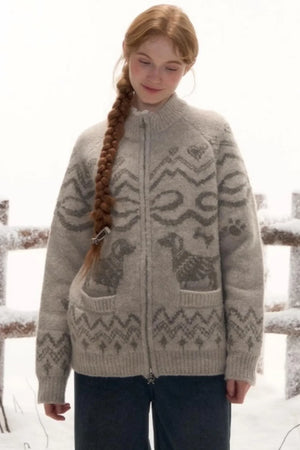 Light Bow-Knot Knit Cardigan Set-Up