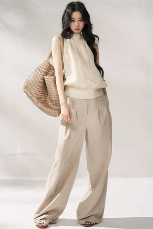 Light-Colored Wide-Leg Pants