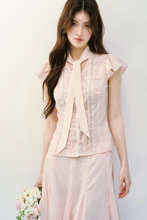 Light Mist Mulberry Silk Blouse Set-Up
