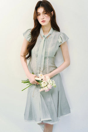 Light Mist Mulberry Silk Blouse Set-Up