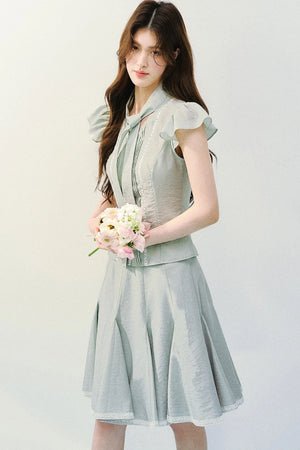 Light Mist Mulberry Silk Blouse Set-Up