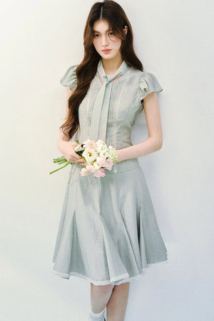 Light Mist Mulberry Silk Blouse Set-Up