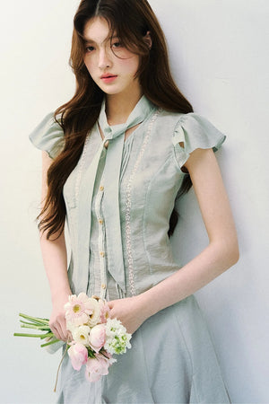 Light Mist Mulberry Silk Blouse Set-Up