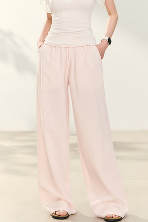 Light Pink Tencel Linen Parachute Pants
