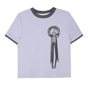 Light Purple Floral Ribbon Blouse