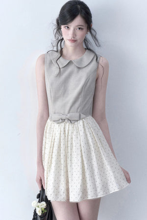 Light Tea Gray Polka Dot Dress