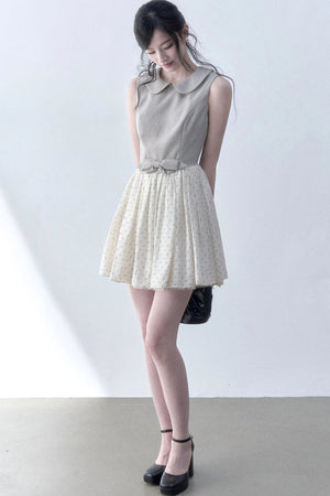 Light Tea Gray Polka Dot Dress