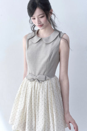 Light Tea Gray Polka Dot Dress