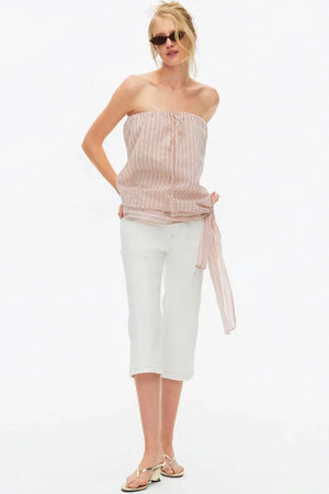 Lightweight Striped Tie-Front Top