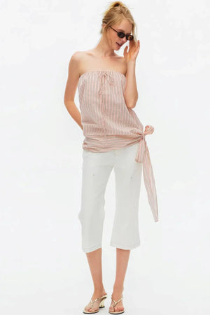 Lightweight Striped Tie-Front Top