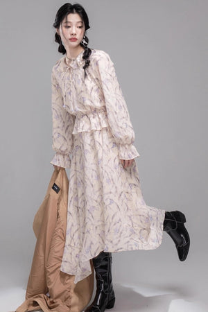 Lilac Irregular Lace Hem Dress