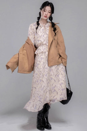 Lilac Irregular Lace Hem Dress