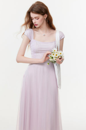 Lilac Square Neck Slim Dress