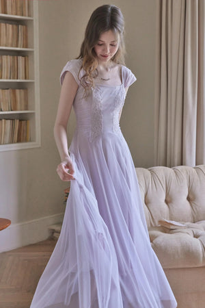 Lilac Square Neck Slim Dress