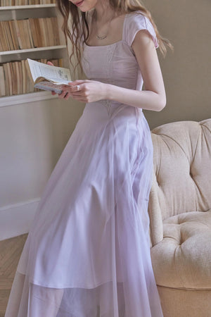 Lilac Square Neck Slim Dress