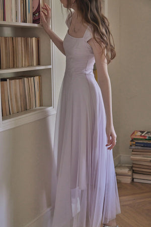 Lilac Square Neck Slim Dress