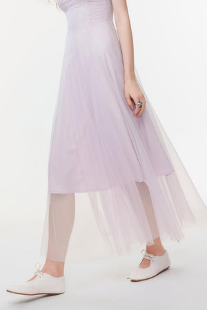 Lilac Square Neck Slim Dress