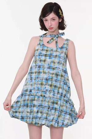 Lime Green Checkered Dress