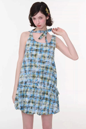 Lime Green Checkered Dress