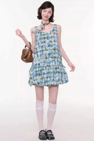Lime Green Checkered Dress