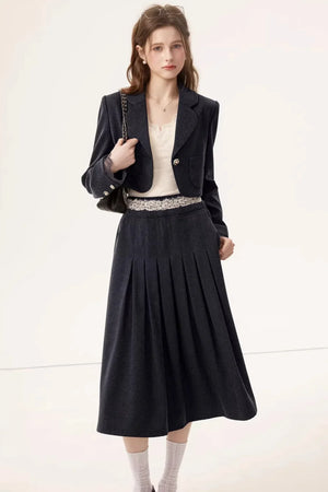 Linen Blazer Skirt Set-Up
