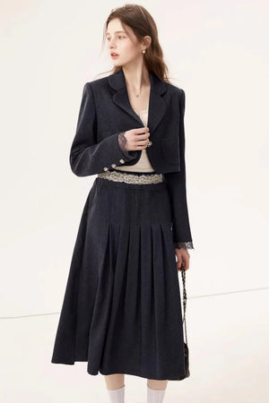 Linen Blazer Skirt Set-Up