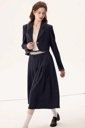 Linen Blazer Skirt Set-Up