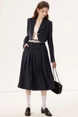 Linen Blazer Skirt Set-Up