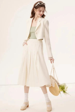 Linen Blazer Skirt Set-Up