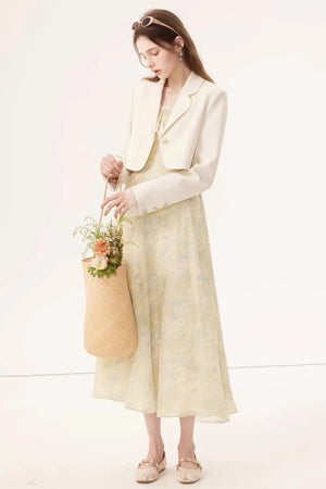 Linen Blazer Skirt Set-Up