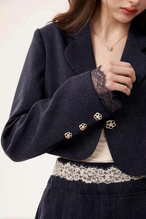 Linen Blazer Skirt Set-Up