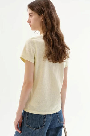 Linen Blend Retro Printed Top