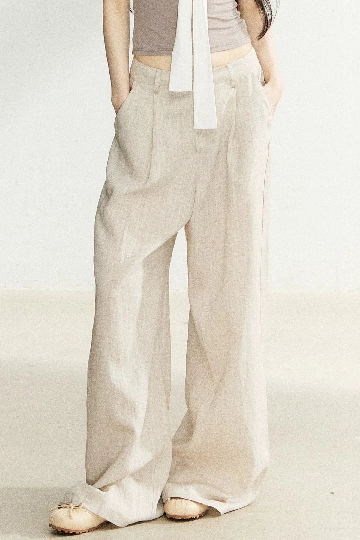 Linen Drape Wide-Leg Pants