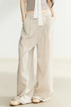 Linen Drape Wide-Leg Pants