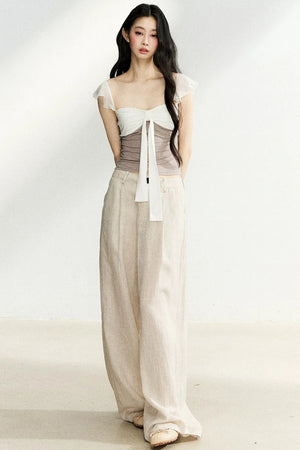 Linen Drape Wide-Leg Pants