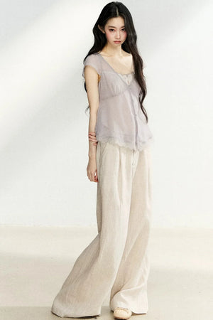 Linen Drape Wide-Leg Pants