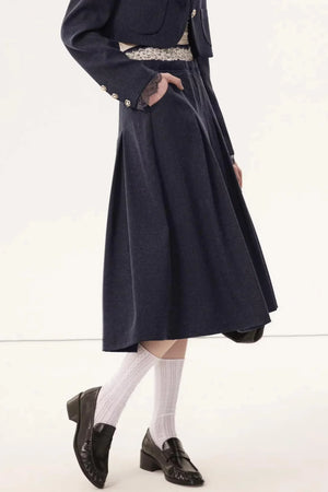 Linen Lace A-Line Skirt
