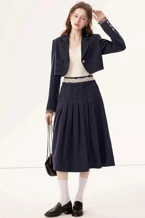 Linen Lace A-Line Skirt