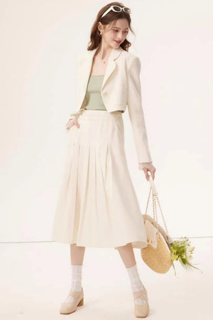 Linen Lace A-Line Skirt
