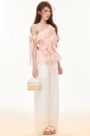 Linen Lace Off-Shoulder Top Set-Up