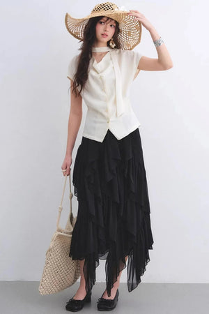 Linen Ribbon Lace Top