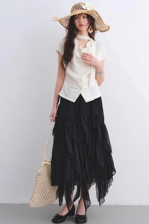 Linen Ribbon Lace Top