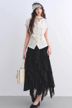 Linen Ribbon Lace Top