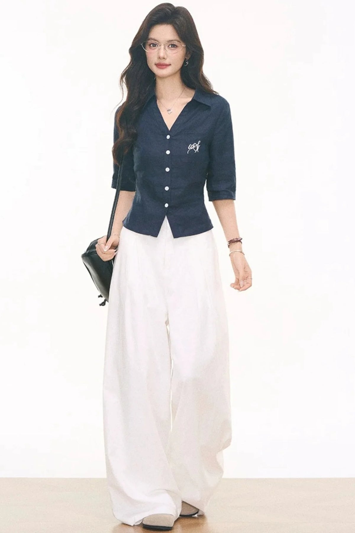 Linen Shirt Skirt Pants Set-Up