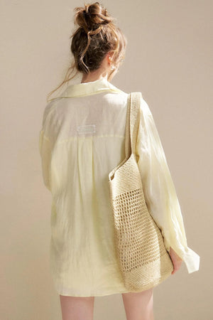 Linen Tencel Beaded Blouse Set-Up