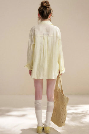 Linen Tencel Beaded Blouse Set-Up