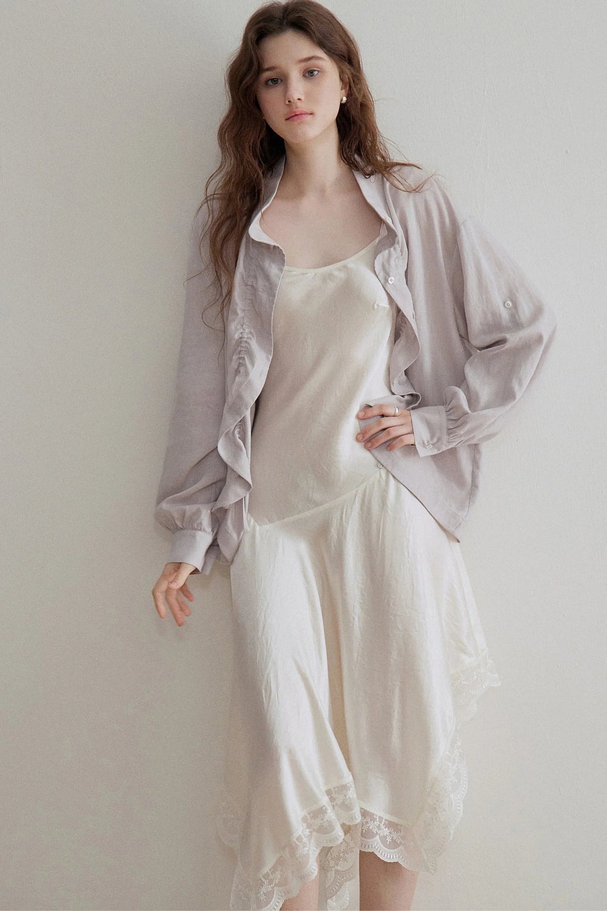 Linen Tencel Pleated Blouse